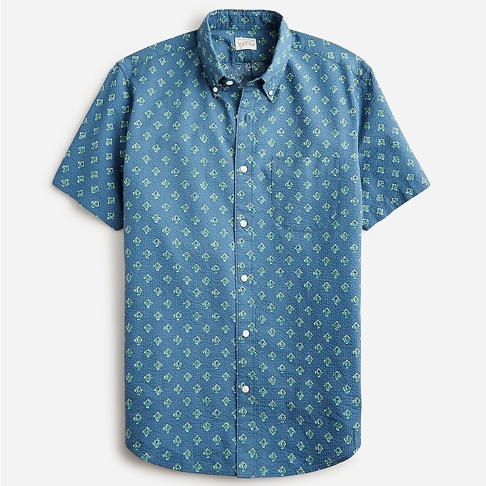 J. Crew Short-sleeve seersucker shirt in print